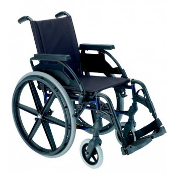 BREEZY PREMIUM-Cadeira de Rodas Manual c/ Encosto Partido e Rodas Dianteiras Maciças 8''x1'' Azul Marinho 24'' Maciças